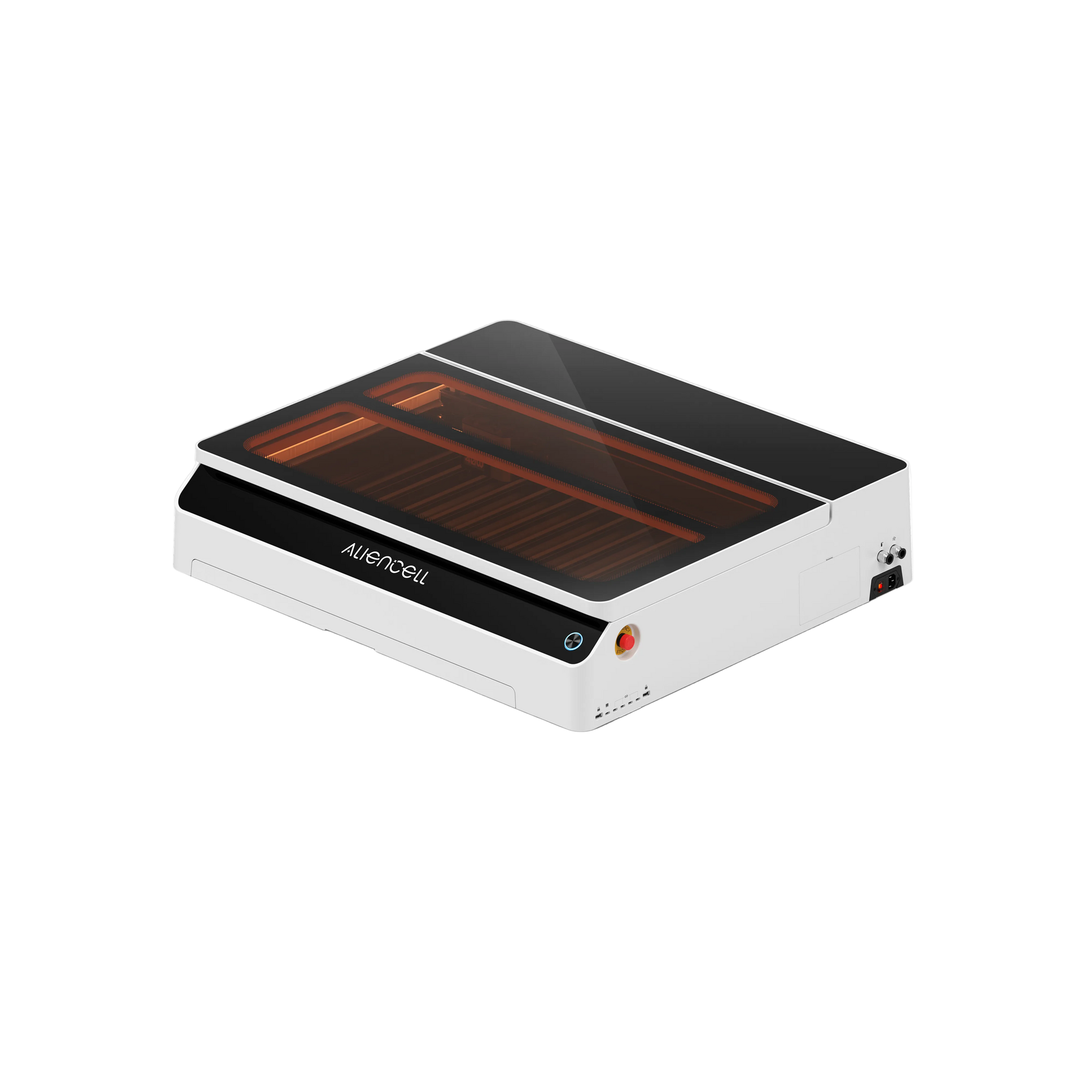 A white and black AUBER-SRU desktop UV light sterilizer with a transparent lid showing an orange-amber interior, photographed on a clean white background.