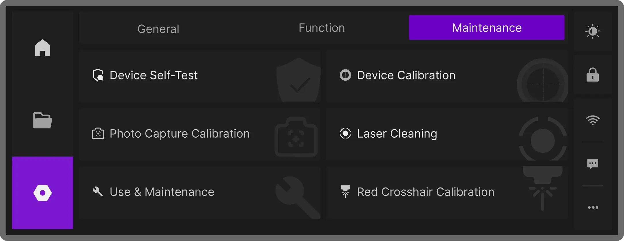 Aliencell X1 maintenance tools touchscreen interface