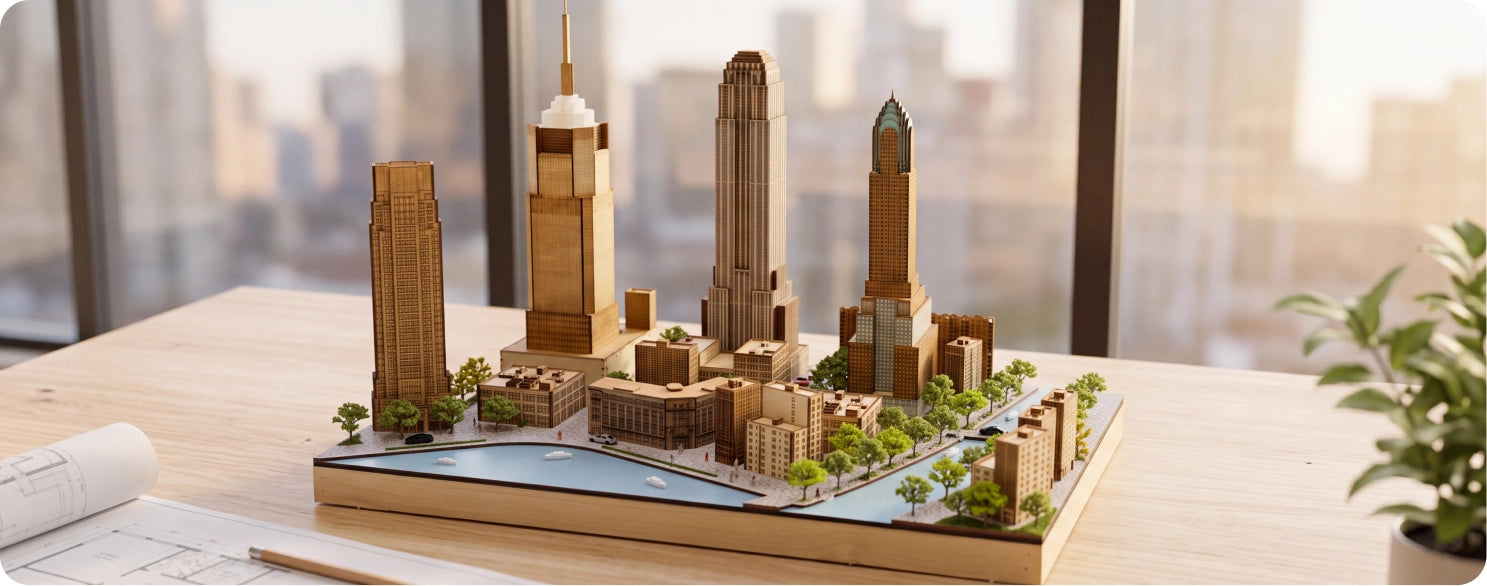 Laser-cut city model