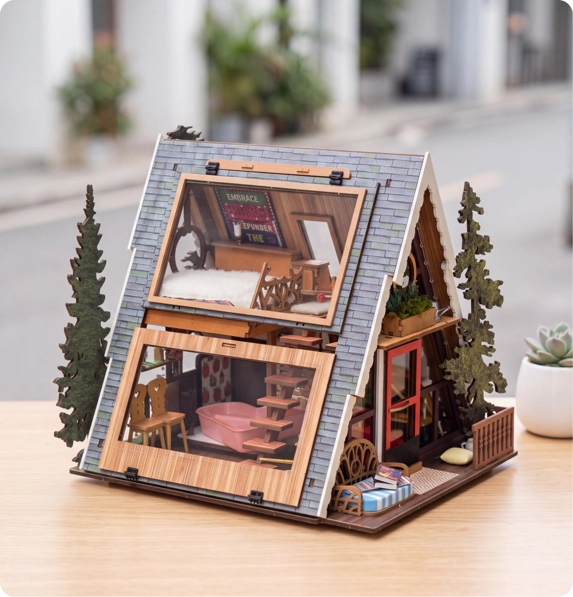 Laser-cut miniature dollhouse