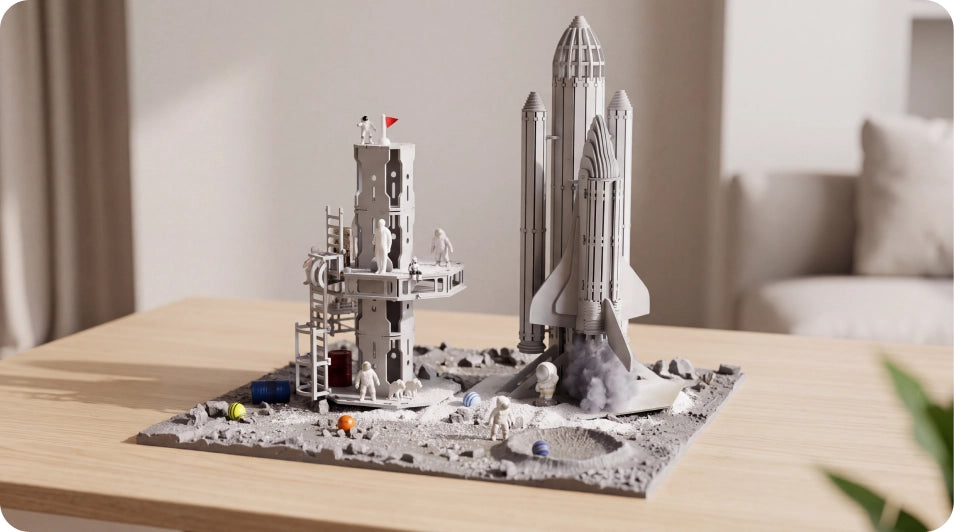 Laser-cut rocket model