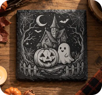 Halloween engraved slate coaster