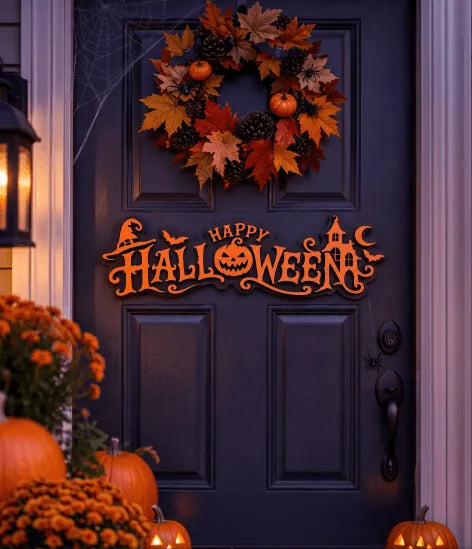 Happy Halloween engraved door sign